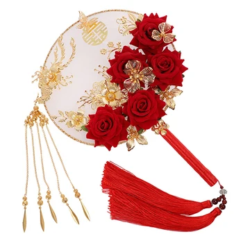Tradicije Starodavne Kitajske Nevesta Poročni Ročni Šopek Krog Fan Stari Slog Elegantno Dekoracijo Prop 32x22cm